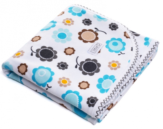 Little Heart Babyfilt Bl� Blommor i gruppen P�SLAKANSET & FILTAR / Ekologiska produkter hos K�pbarnvagn.se (LH001F-B)