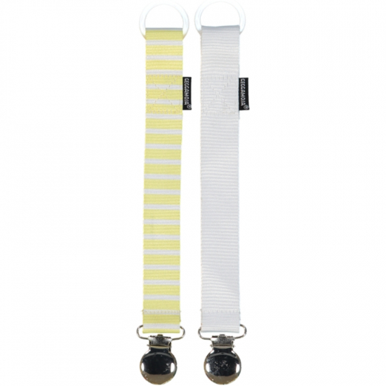 Geggamoja Napphllare Gul/Vit 2-Pack i gruppen Barn & Frlder / Omvrdnad & Hygien / Nappar & napphllare hos Kpbarnvagn (1084991)