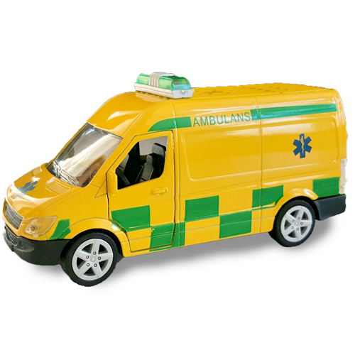 Pull-back Leksaksbil Die-Cast Ambulans i gruppen Leksaker / Leksaker från 3 år / Bilar & fordon hos Köpbarnvagn (281045)