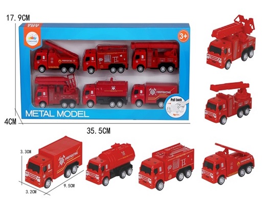 Brandbilar 6-pack Pull Back