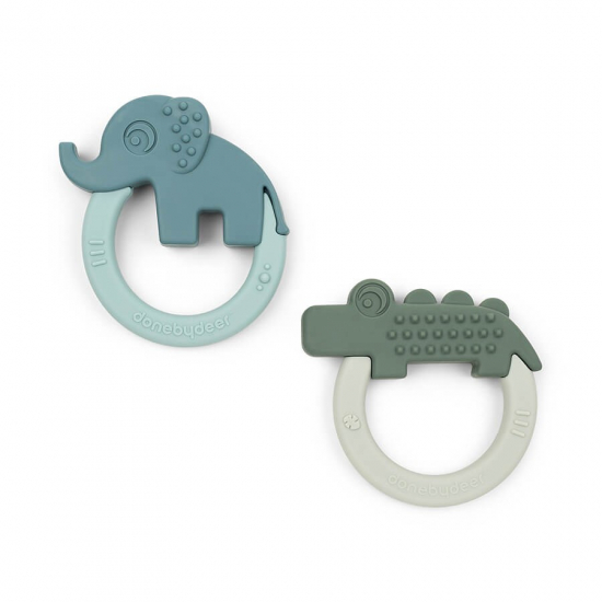 Done By Deer Bitring  2-pack, Green/Blue i gruppen Leksaker / Babylek 0-1 r / Bitleksaker hos Kpbarnvagn (4019102)