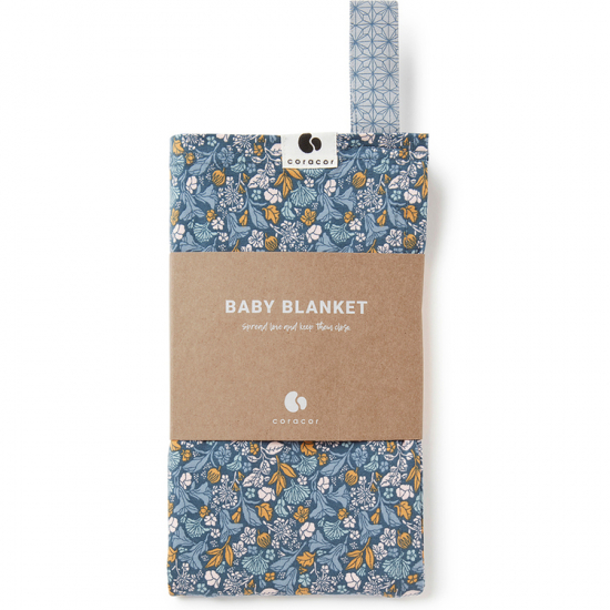 Coracor Babyfilt bomull Tinyflower Blue i gruppen Barn & Förälder / Omvårdnad & Hygien / Filtar & snuttefiltar / Bomullsfiltar hos Köpbarnvagn (BLA116)