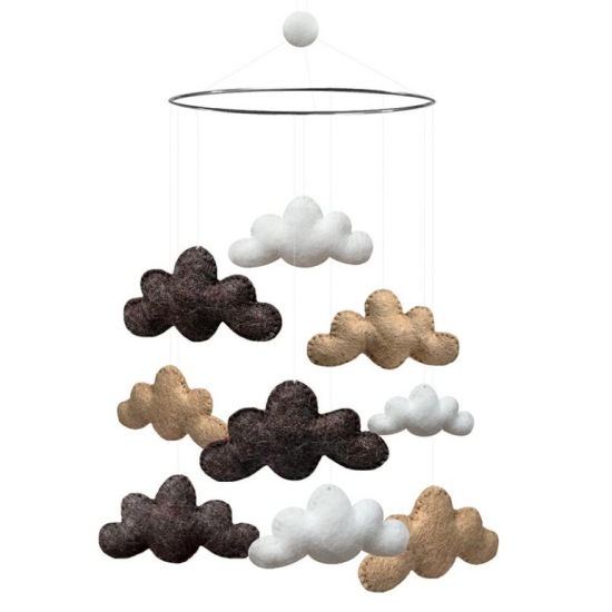 Gamcha Mobil Moln Beige/Gr i gruppen Barn & Frlder / Barnrum  / Inredning / Dekoration hos Kpbarnvagn (F456)
