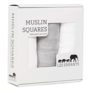 Les Enfants Snuttefiltar Bambu Muslin 3-pack Grå/Vit