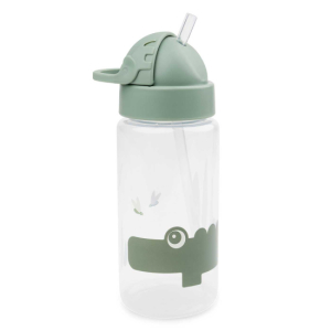 Done By Deer Vattenflaska med sugrör Croco Green