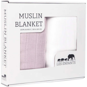 Les Enfants Muslinfilt 2-pack Rosa/Vit