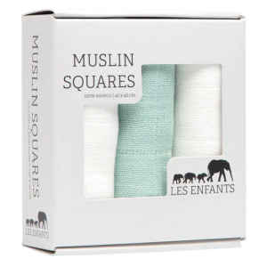 Les Enfants Snuttefiltar Bambu Muslin 3-pack Grön/Vit