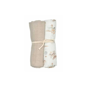 Mini Dreams Muslinfiltar 2-pack Flying Friends vit