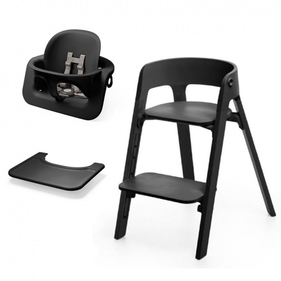 Stokke Steps Matstol Black Inkl. Babyset & matbricka i gruppen Barn & Frlder / Matstolar & dynor / Stokke Steps Matstol hos Kpbarnvagn (pktstepsbybr1)
