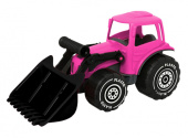 Plasto Traktor med frontlastare Rosa 32 cm
