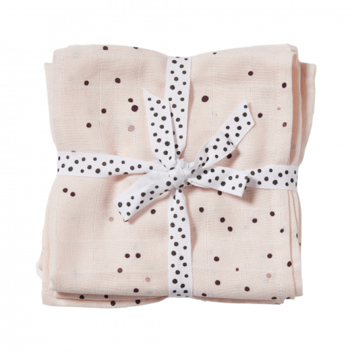 Done by Deer Swaddle Filt Dreamy Dots Powder, 2-pack i gruppen Babytillbehör / Filtar & snuttefiltar / Muslinfiltar hos Köpbarnvagn (3103571)