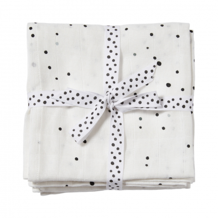 Done by Deer Swaddle Filt Dreamy Dots Vit, 2-pack i gruppen Babytillbehör / Filtar & snuttefiltar / Muslinfiltar hos Köpbarnvagn (3103578)