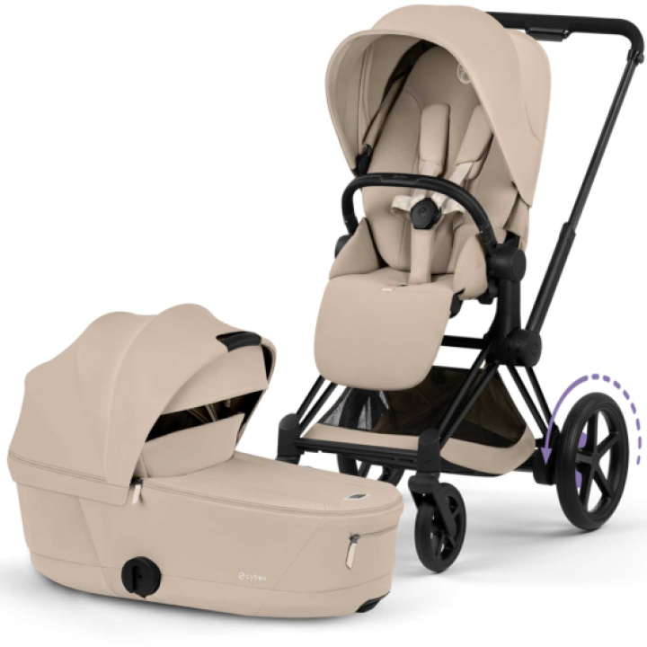 Cybex E-Priam Duovagn Matt Black/Cozy Beige i gruppen Barnvagnar / Varumärken / Cybex / Cybex e-Priam hos Köpbarnvagn (CYBE526000065)
