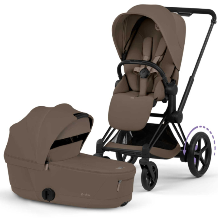 Cybex E-Priam Duovagn Matt Black/Coconut Brown i gruppen Barnvagnar / Varumärken / Cybex / Cybex e-Priam hos Köpbarnvagn (CYBE526001491)
