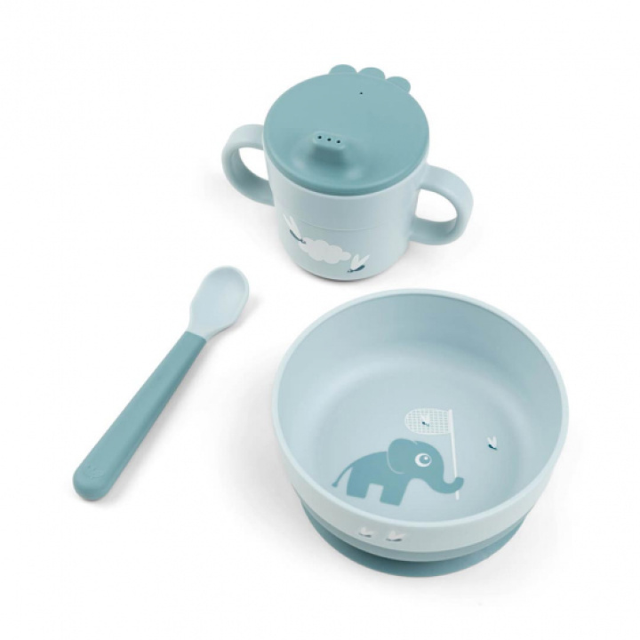 Done By Deer Foodie first meal set Elphee Blue i gruppen Babytillbehör / Äta & dricka / Tallrikar & serviser hos Köpbarnvagn (DOBD1596542)