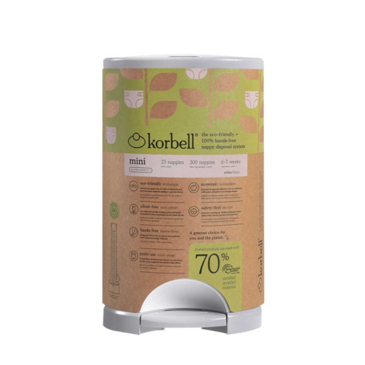 Korbell Blöjhink Mini GRS i gruppen Babytillbehör / Omvårdnad & Hygien / Blöjhinkar & refiller hos Köpbarnvagn (KORBKD22KWG)