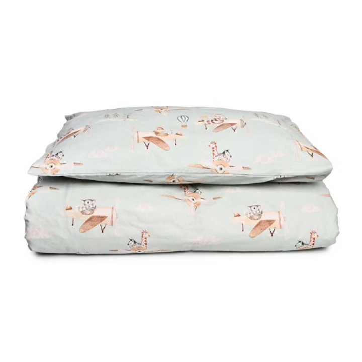 Mini Dreams Påslakanset Vagn/vagga Flying Friends Grön