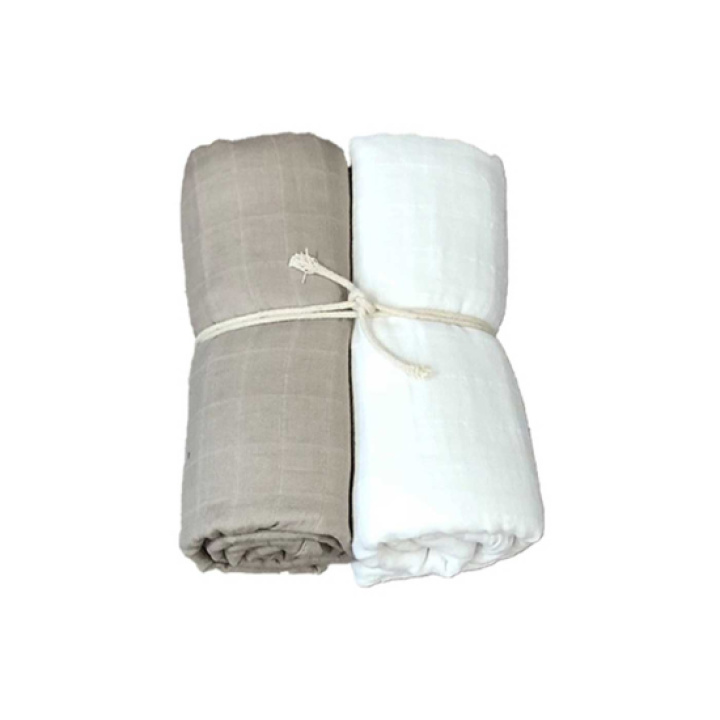 Mini Dreams Muslinfiltar 2-pack Vit/sand i gruppen Babytillbehör / Filtar & snuttefiltar / Muslinfiltar hos Köpbarnvagn (MIDR91101221)