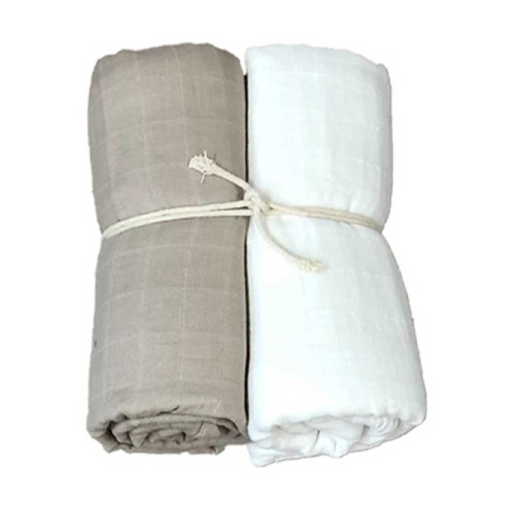 Mini Dreams Muslinfiltar 2-pack Vit/sand i gruppen Babytillbehör / Filtar & snuttefiltar / Muslinfiltar hos Köpbarnvagn (MIDR91101221)
