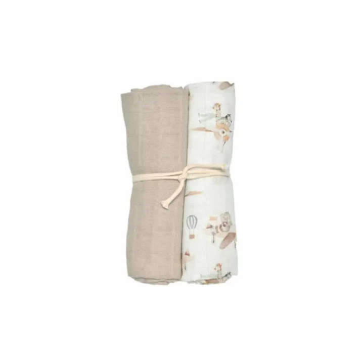 Mini Dreams Muslinfiltar 2-pack Flying Friends vit