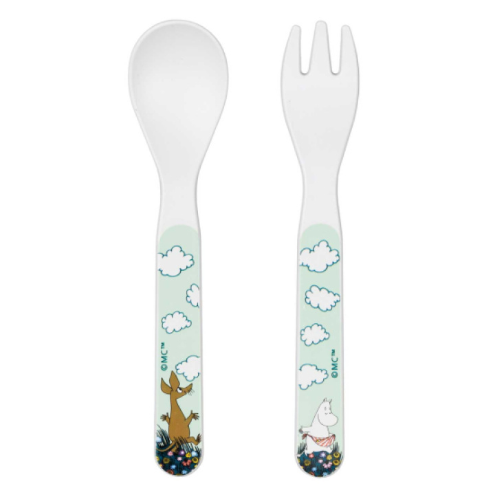 Mumin Äng Sked och Gaffel Grön i gruppen Äta & Mata / Bestick hos Köpbarnvagn (MUMI6676)